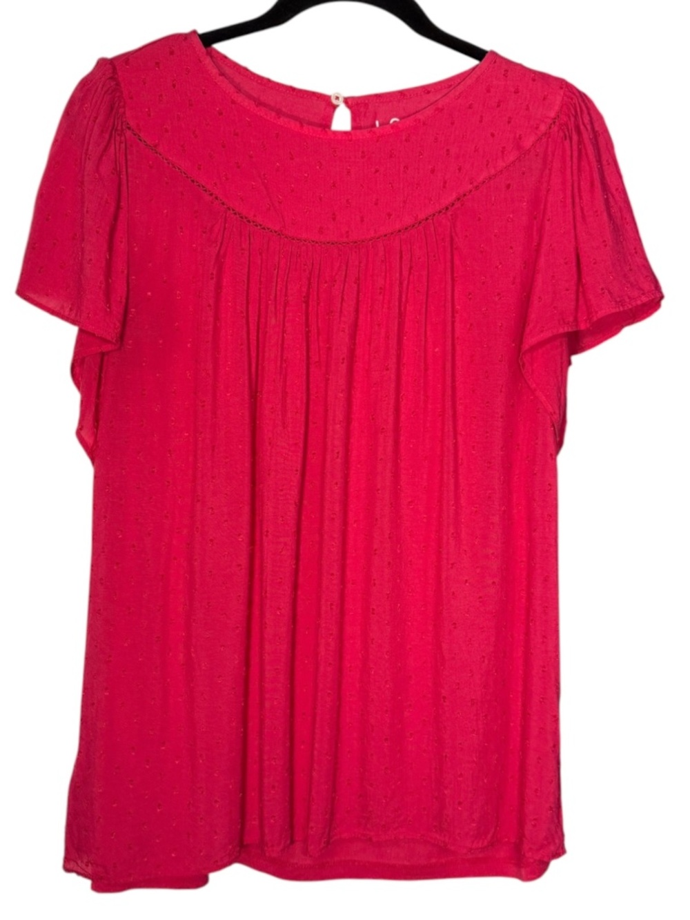 Size L LOFT Fuchsia Flutter Sleeve Flowy Blouse Top